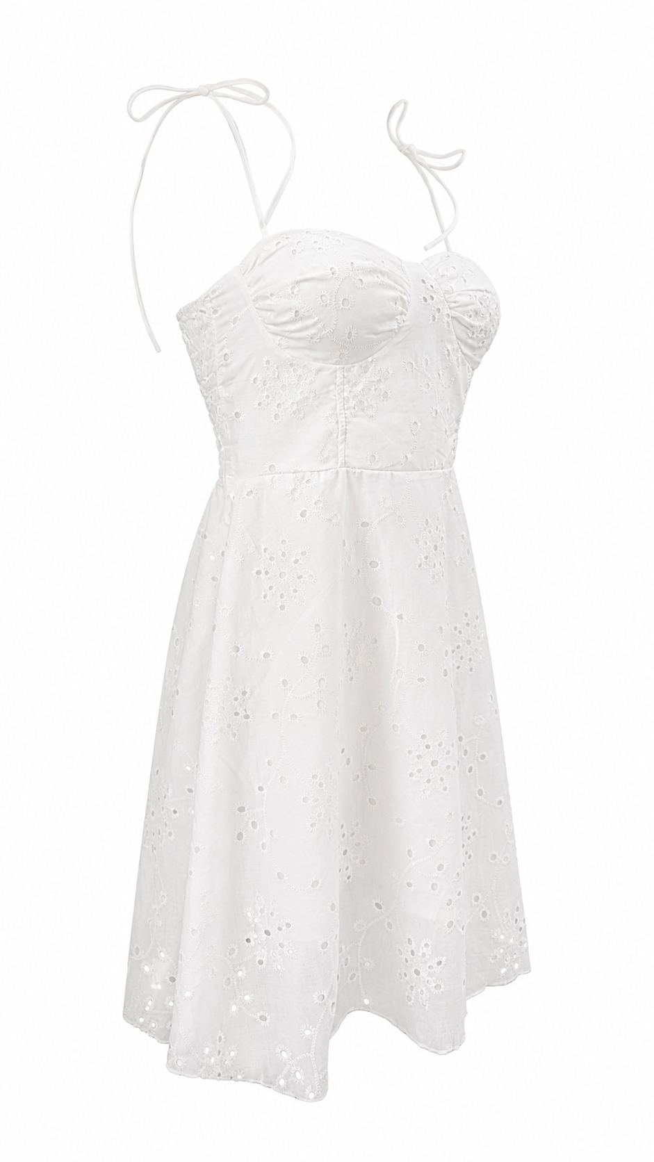 Abito corto bustier in pizzo san gallo