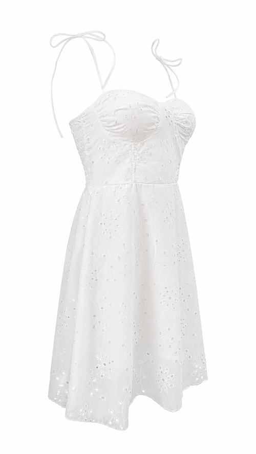 Abito corto bustier in pizzo san gallo