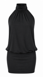 Abito corto con collo halter alto