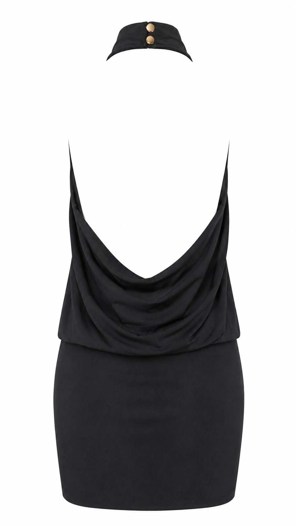 Abito corto con collo halter alto