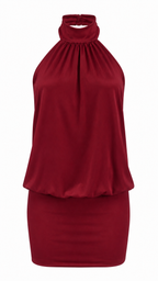 Abito corto con collo halter alto