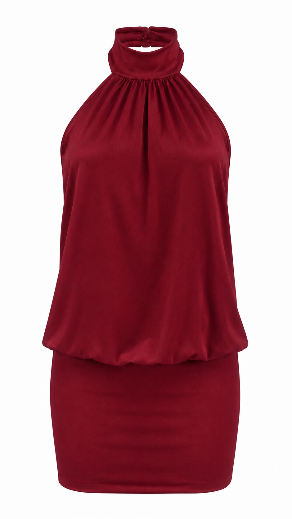 Abito corto con collo halter alto