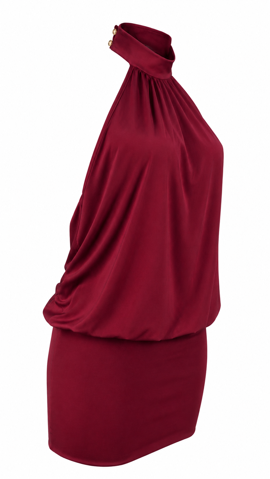 Abito corto con collo halter alto