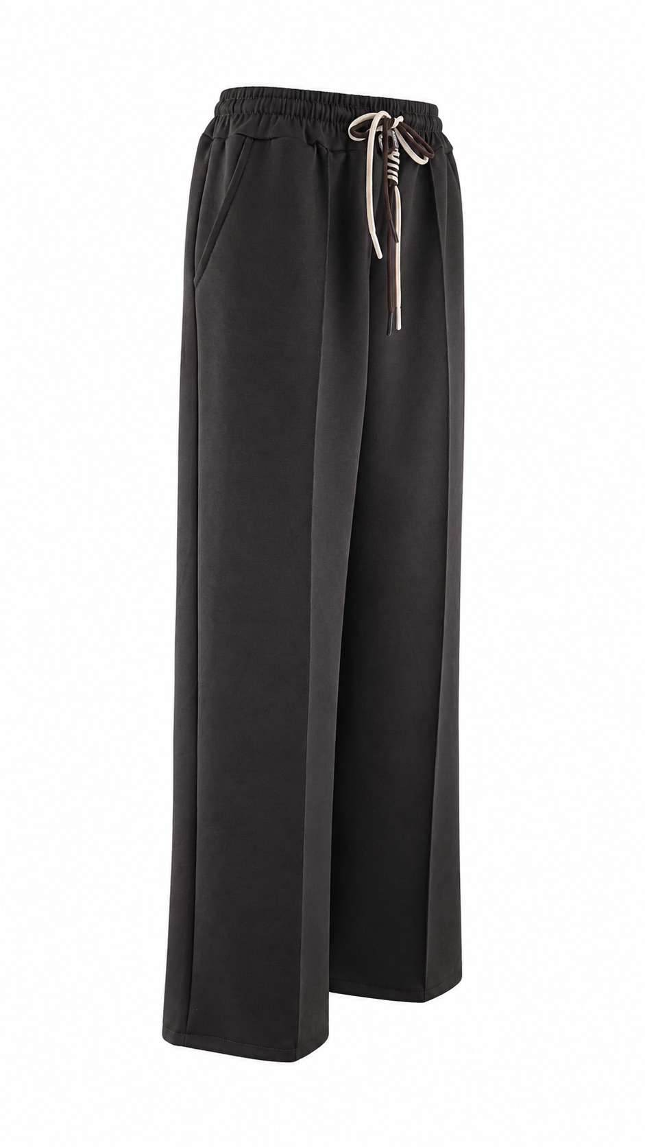 Pantaloni palazzo wide leg con vita elasticizzata e coulisse