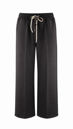 Pantaloni palazzo wide leg con vita elasticizzata e coulisse