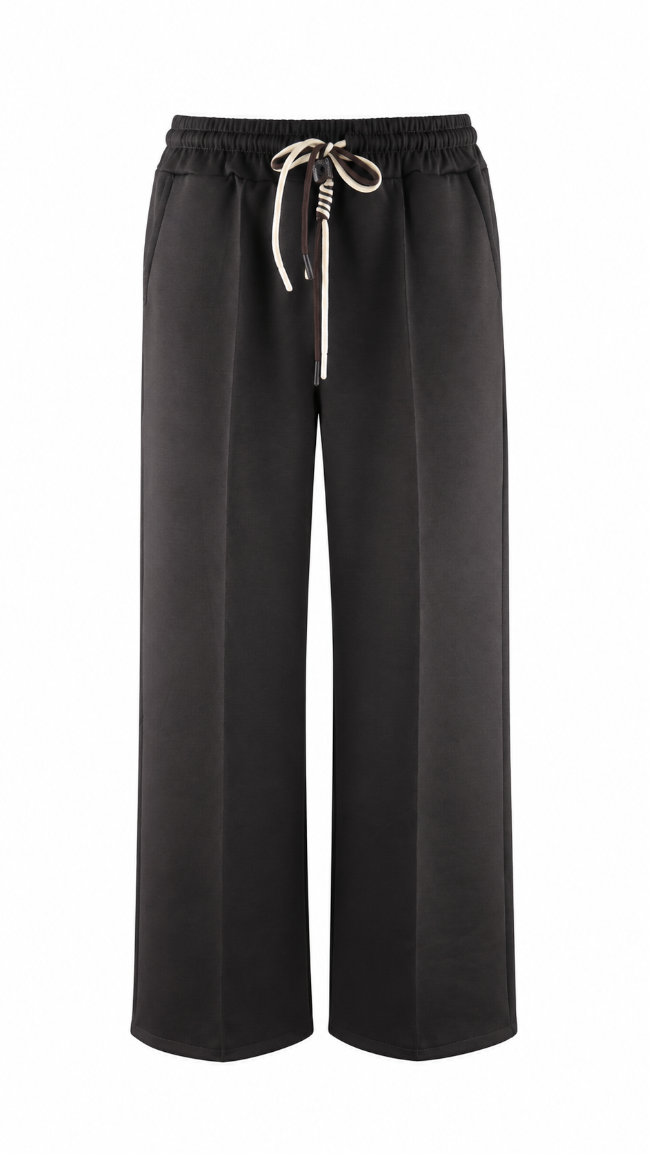 Pantaloni palazzo wide leg con vita elasticizzata e coulisse