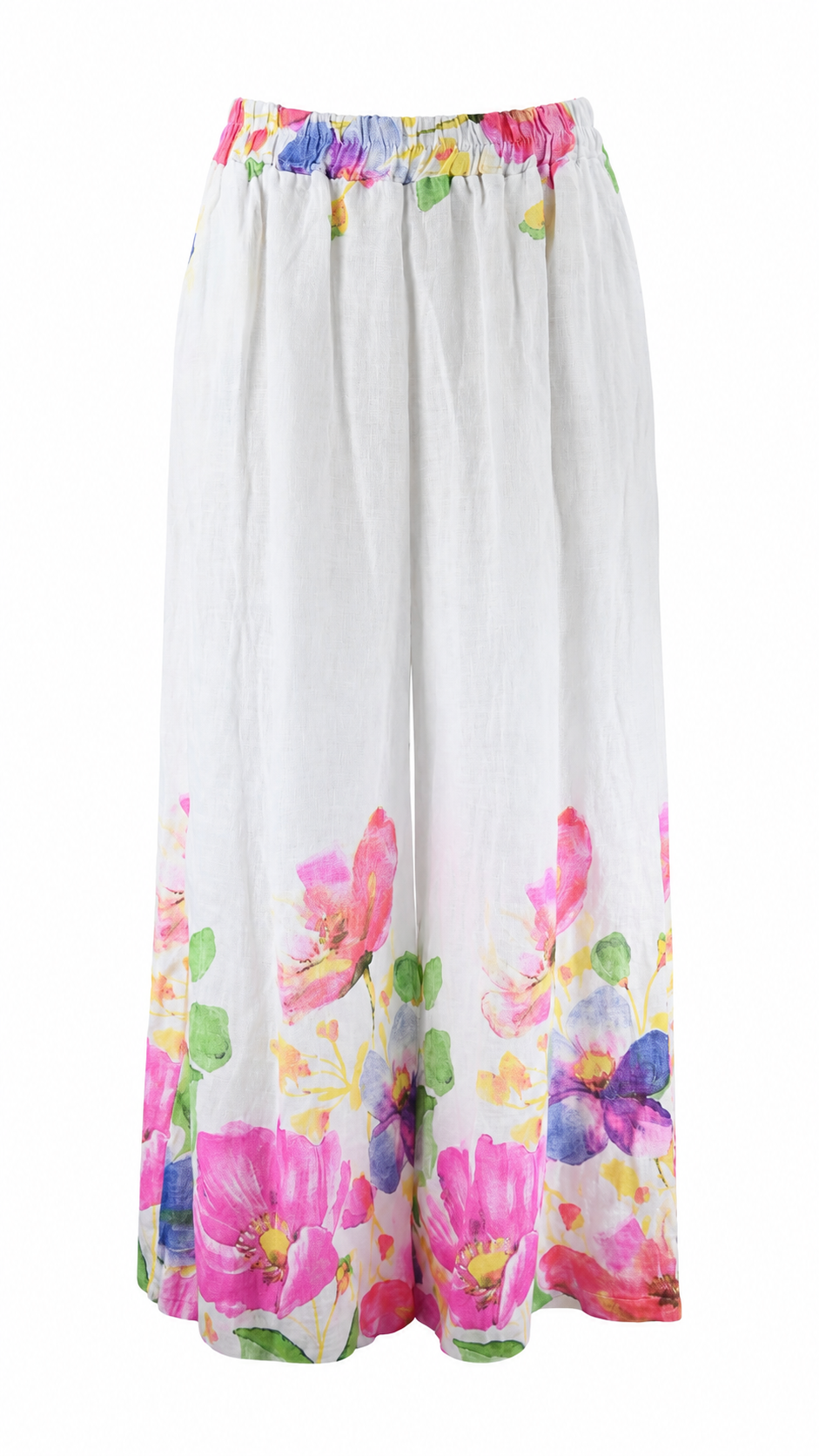 Pantalone a palazzo floreale in lino