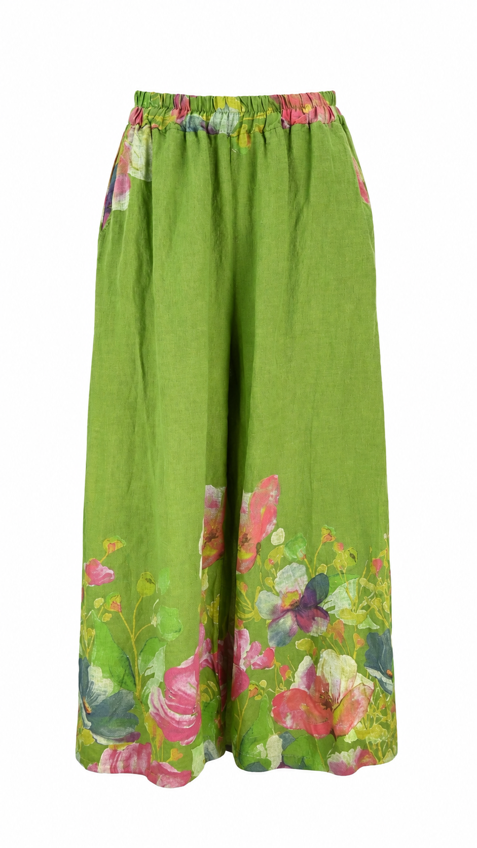 Pantalón palazzo floral de lino