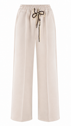 Pantaloni palazzo wide leg con vita elasticizzata e coulisse