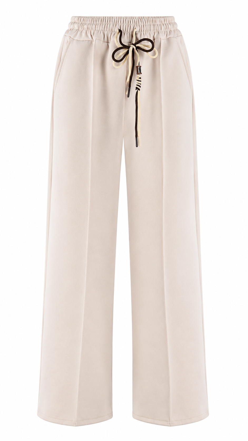 Pantaloni palazzo wide leg con vita elasticizzata e coulisse