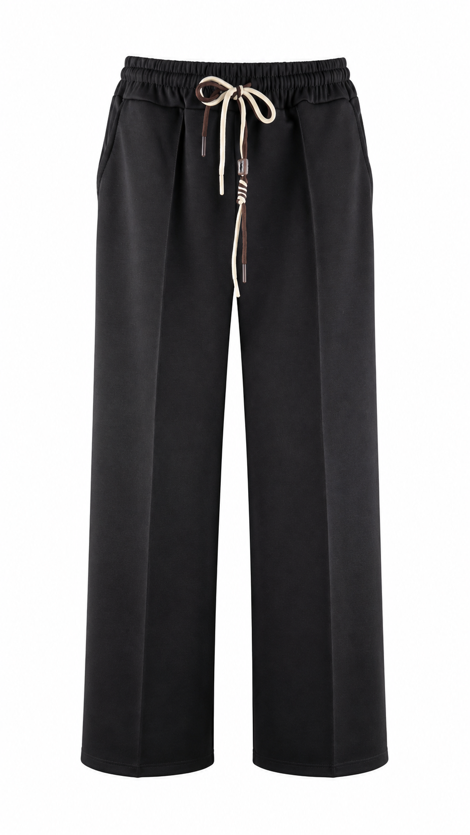 Pantaloni palazzo wide leg con vita elasticizzata e coulisse