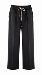 Pantaloni palazzo wide leg con vita elasticizzata e coulisse