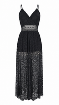 Tuta in pizzo floreale con scollo a V