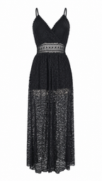 Tuta in pizzo floreale con scollo a V