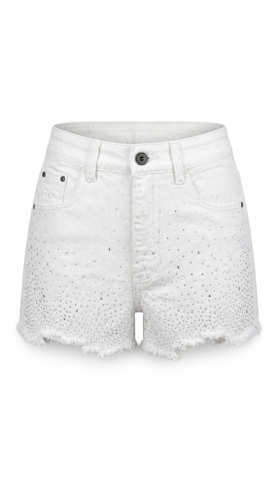 Pantaloncini in denim con brillantini effetto sfumato