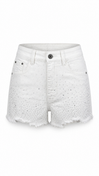 Pantaloncini in denim con brillantini effetto sfumato