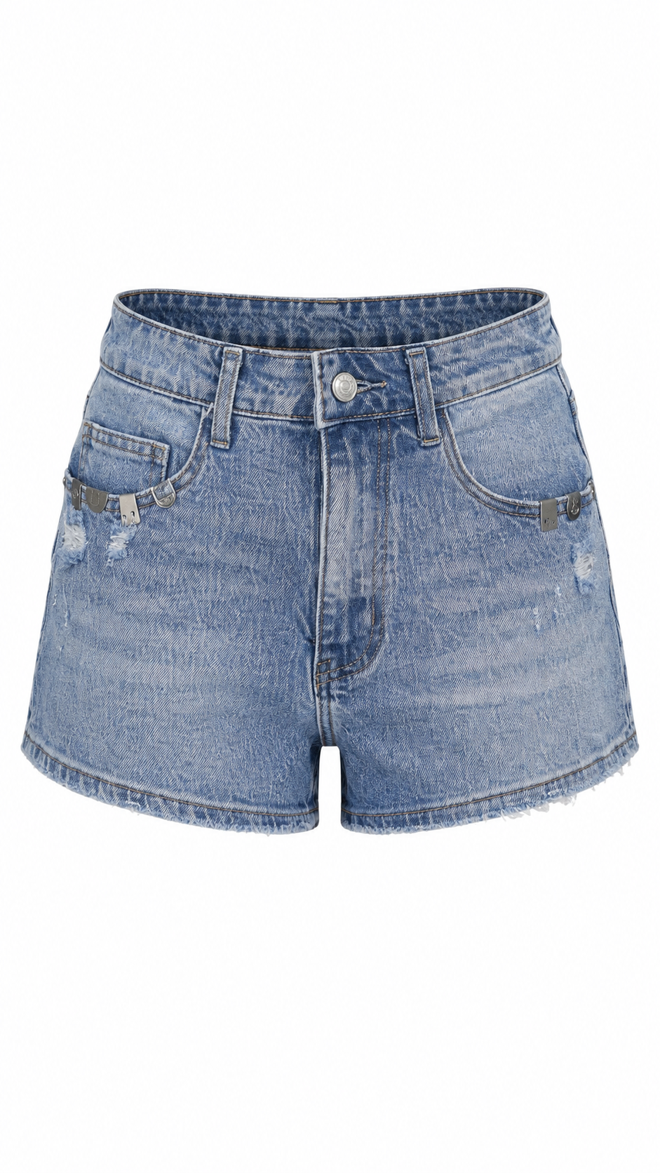 Pantaloncini in denim con dettagli metallici