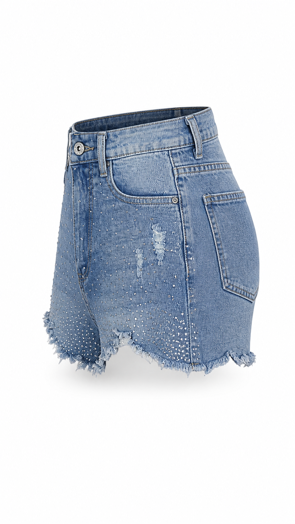 Pantaloncini in denim con brillantini