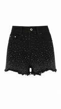 Pantaloncini in denim con brillantini effetto sfumato
