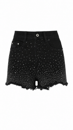 Pantaloncini in denim con brillantini effetto sfumato