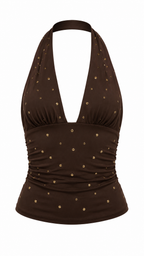 Top halter con borchie