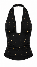 Top halter con borchie