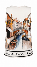 Top canottiera smanicata con stampa veneziana