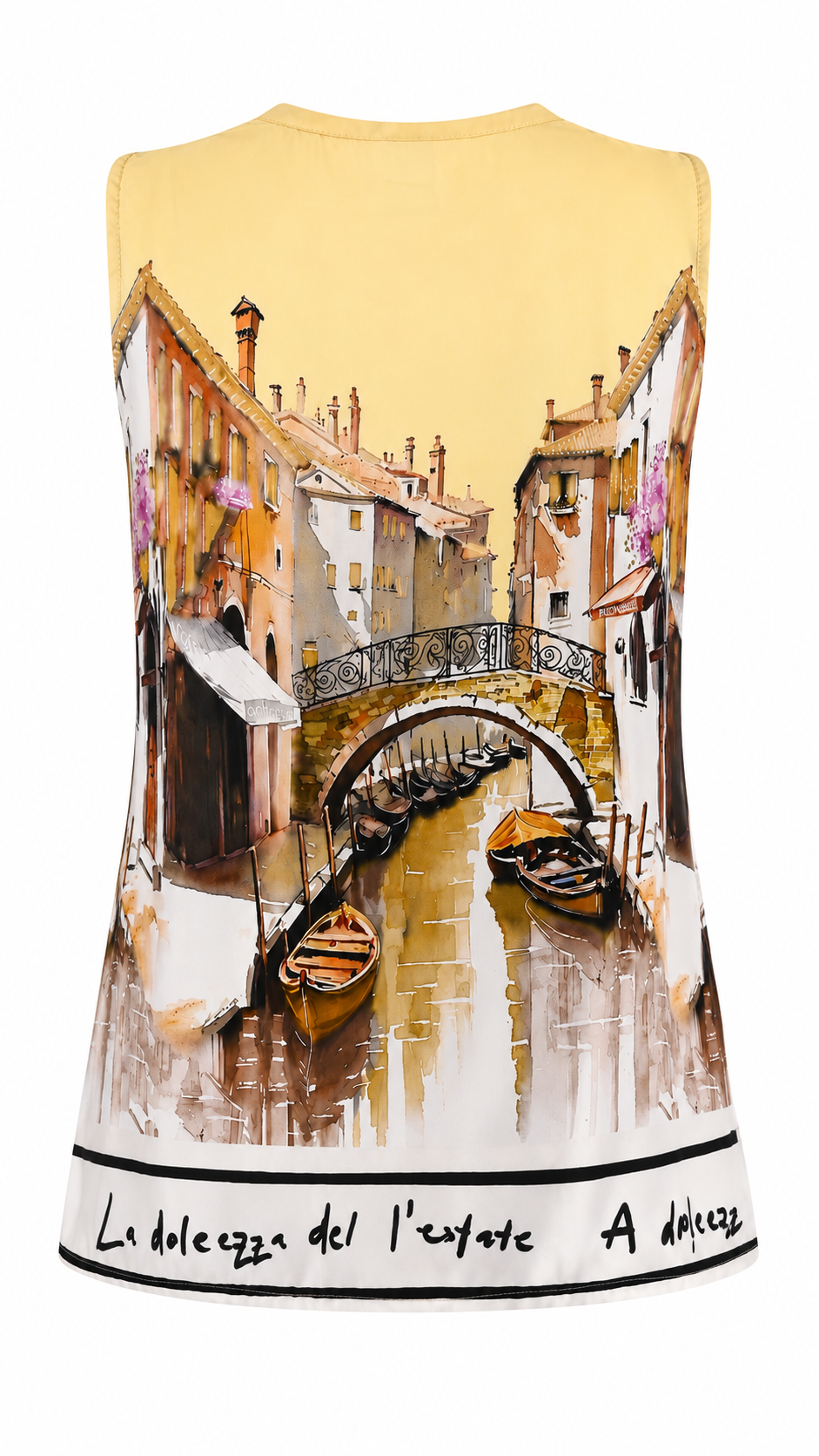 Top canottiera smanicata con stampa veneziana