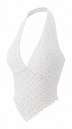 Top corto in pizzo con scollo profondo