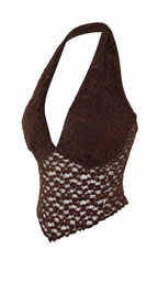Top corto in pizzo con scollo profondo