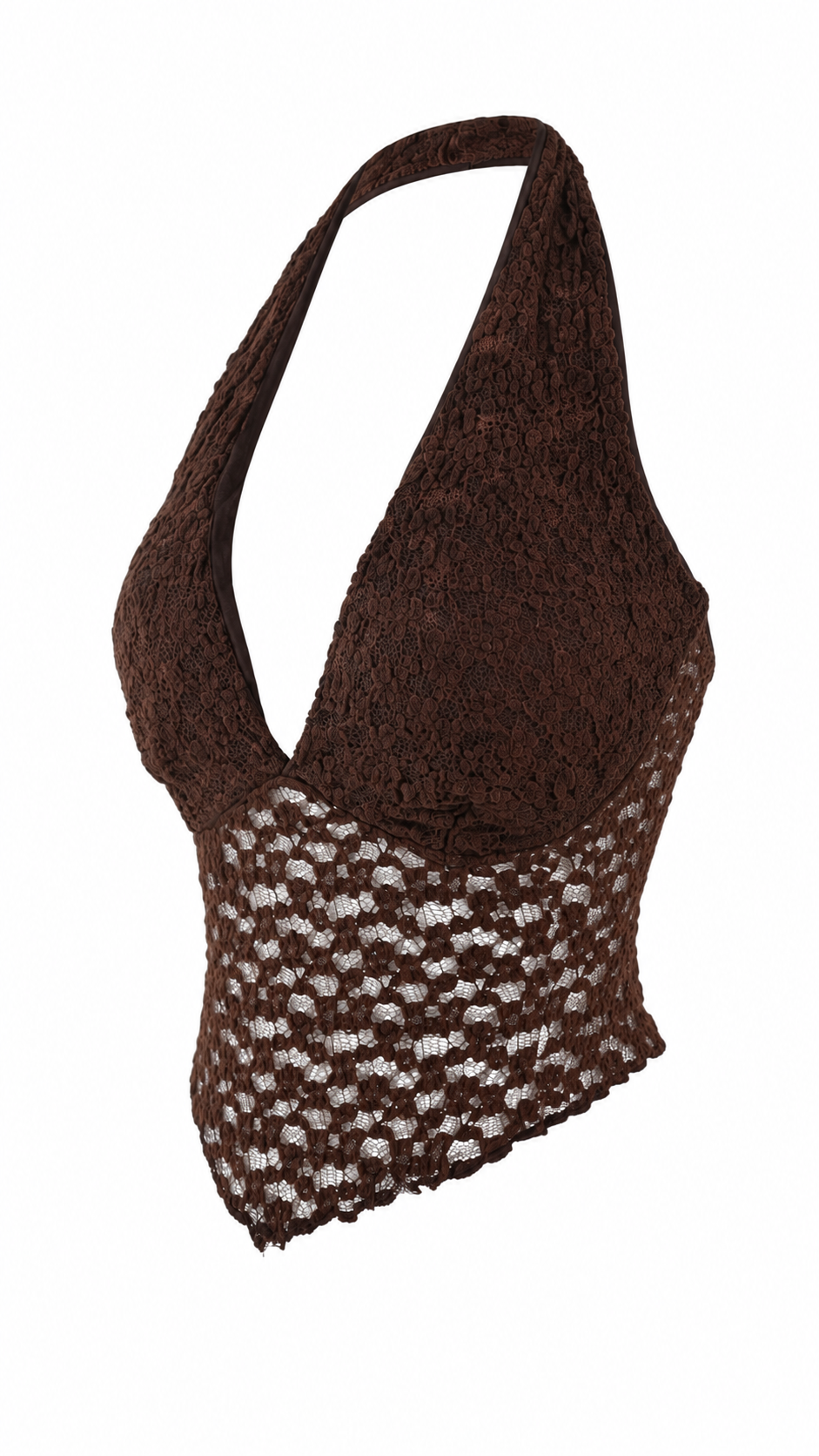 Top corto in pizzo con scollo profondo