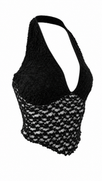 Top corto in pizzo con scollo profondo