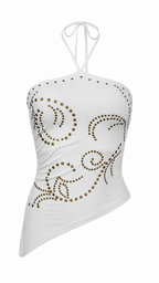 Top asimmetrico con borchie