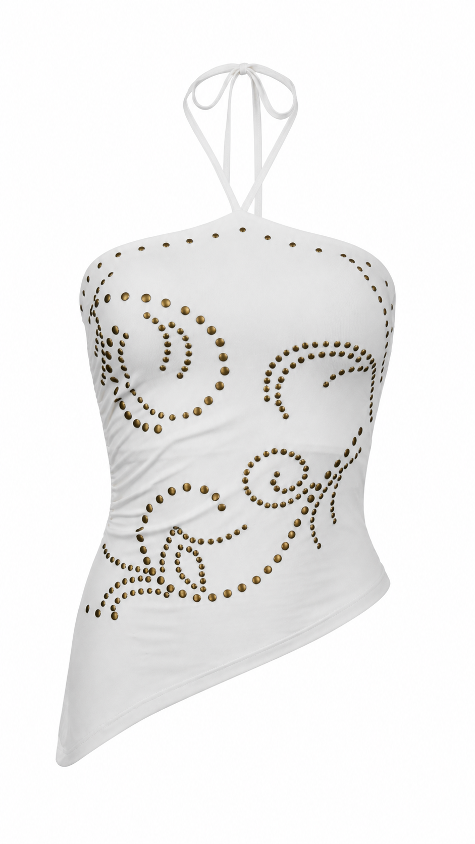 Top asimmetrico con borchie