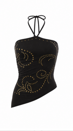 Top asimmetrico con borchie