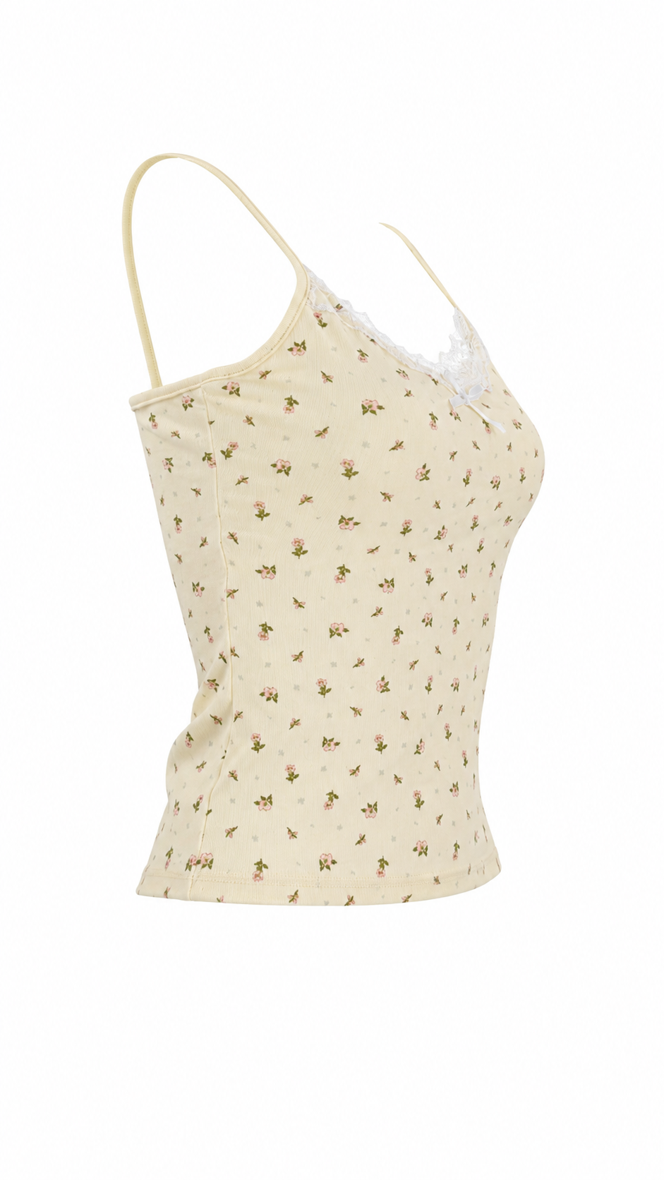 Top canotta color crema floreale