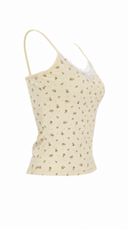Top canotta color crema floreale