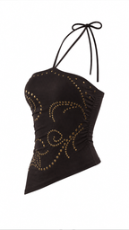 Top asimmetrico con borchie