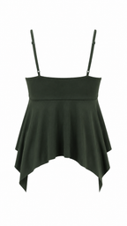 Top con coppe triangolari e strass dorati