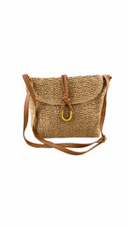 Borsa ricamata con patta e tracolla