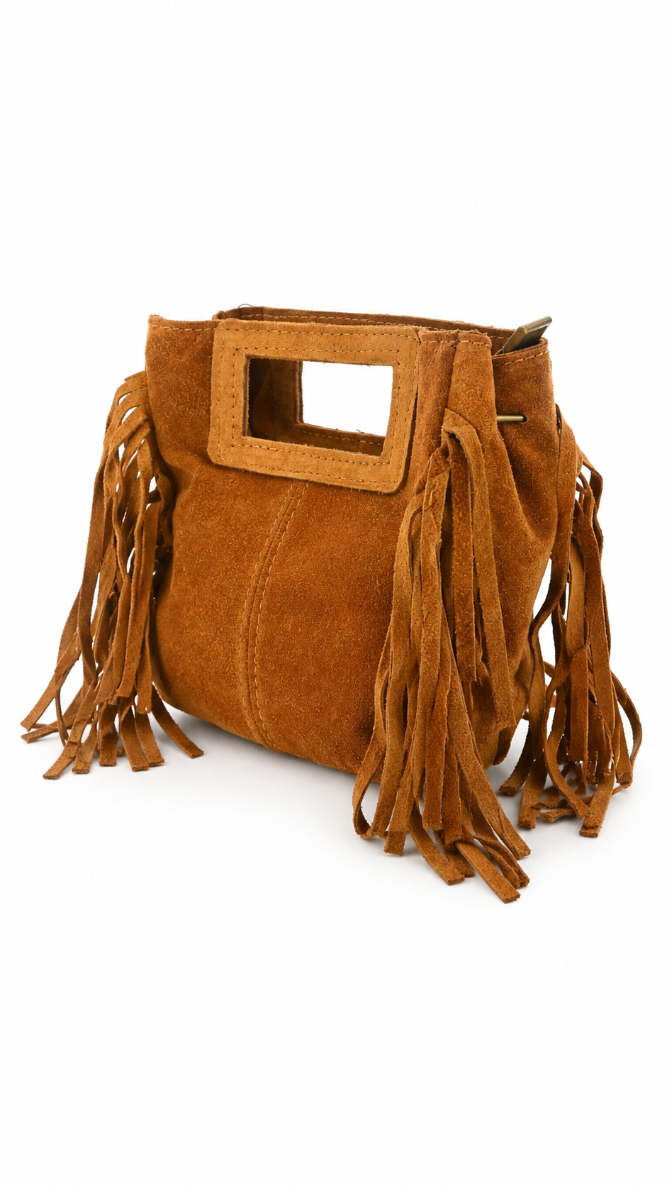 Borsa piccola con frange e manico rettangolare