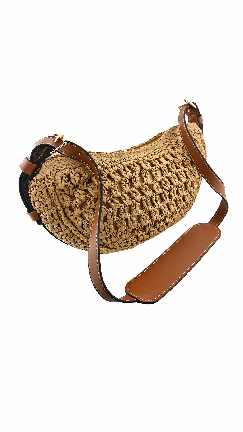 Borsa a mezzaluna intreggiata