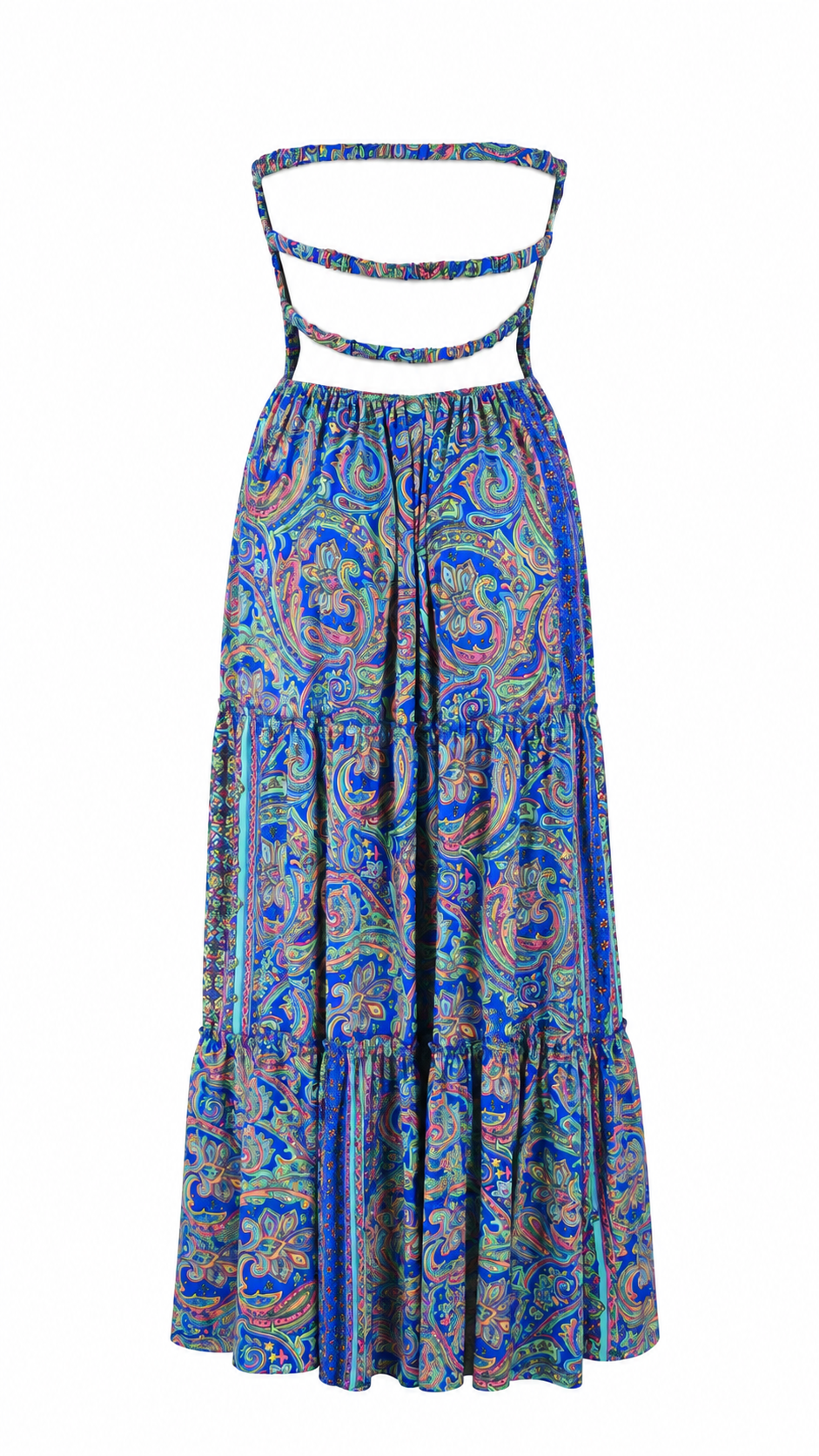 Abito lungo bandeau con stampa paisley
