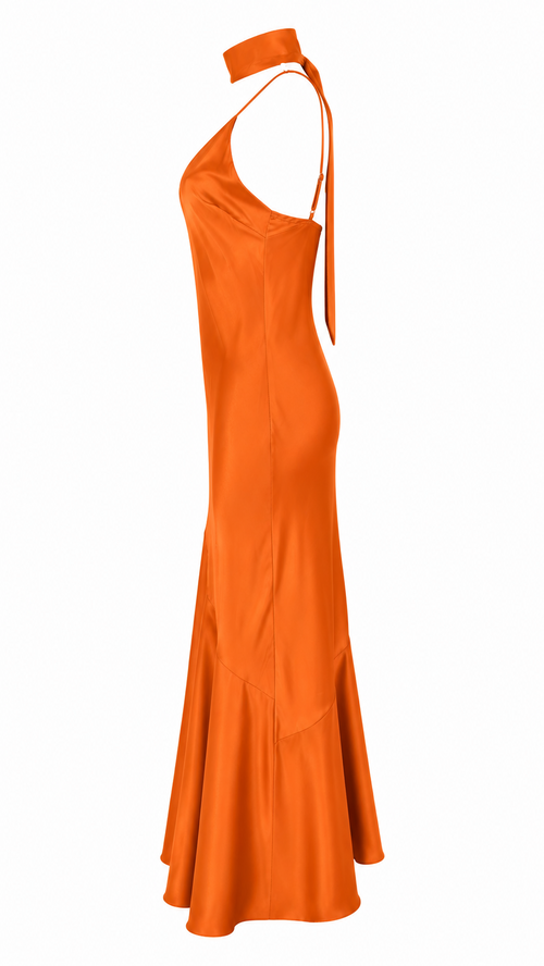Vestido largo efecto satén