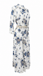Abito lungo chemisier floreale blu