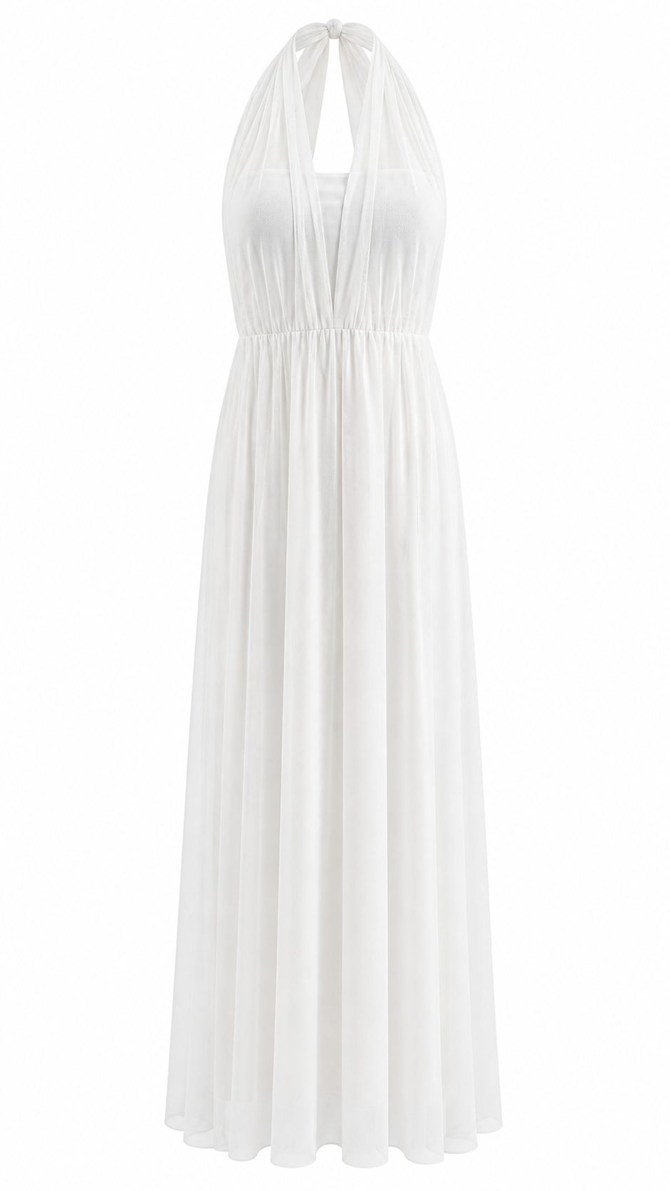 Abito lungo effetto tulle con scollo halter