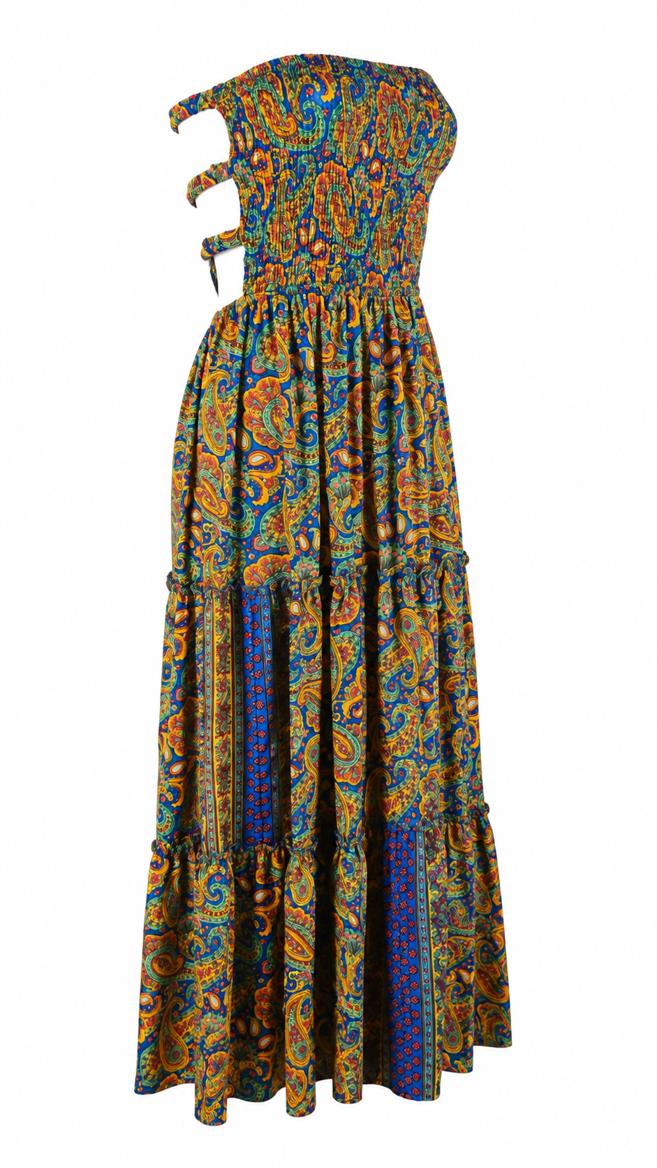 Abito lungo bandeau con stampa paisley