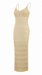 Abito lungo in maglia crochet traforata