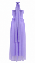 Abito lungo effetto tulle con scollo halter