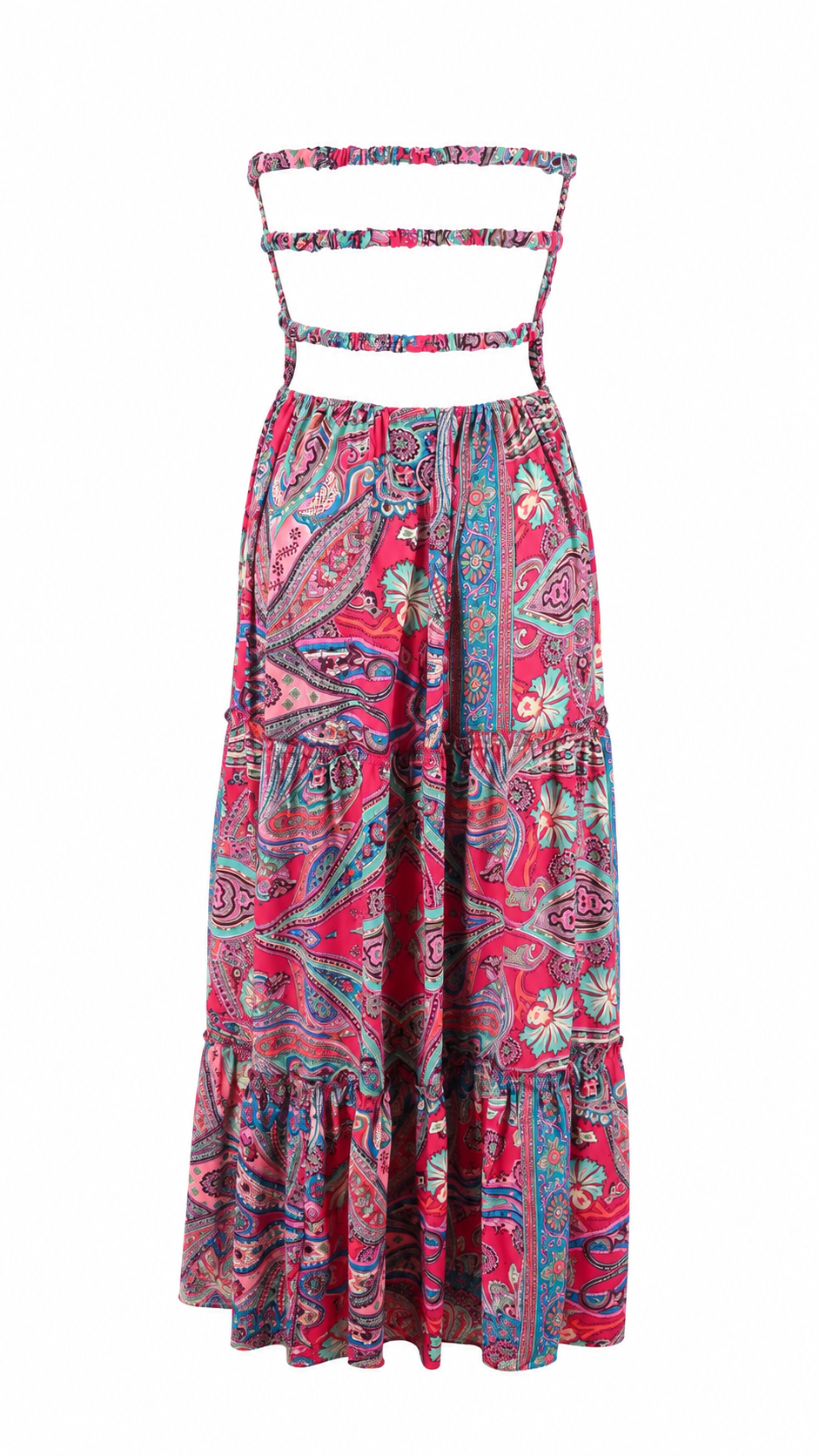 Abito lungo bandeau con stampa paisley